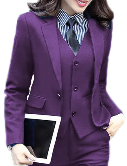 3 Piece Elegant Formal Business Lady Office Suit Set Work Wear