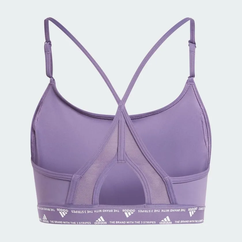 ADIDAS WOMEN'S AEROREACT 3-STRIPES PURPLE BRA