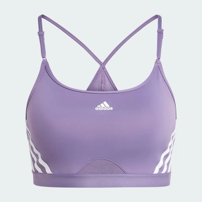 ADIDAS WOMEN'S AEROREACT 3-STRIPES PURPLE BRA