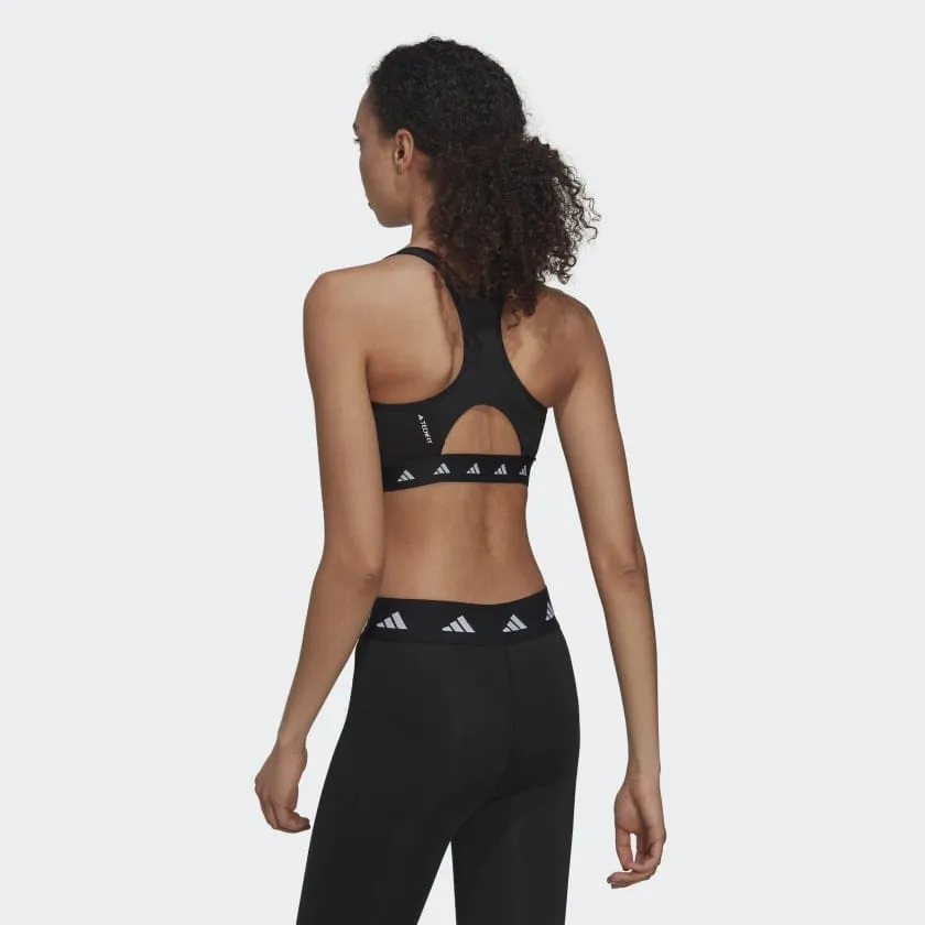 ADIDAS WOMEN'S POWERREACT TRAINING MEDIUM-SUPPORT TECHFIT BLACK BRA (BRA SIZE: DD)