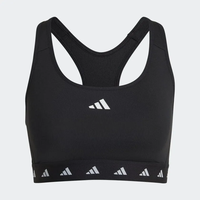 ADIDAS WOMEN'S POWERREACT TRAINING MEDIUM-SUPPORT TECHFIT BLACK BRA (BRA SIZE: DD)