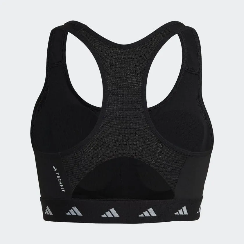 ADIDAS WOMEN'S POWERREACT TRAINING MEDIUM-SUPPORT TECHFIT BLACK BRA (BRA SIZE: DD)