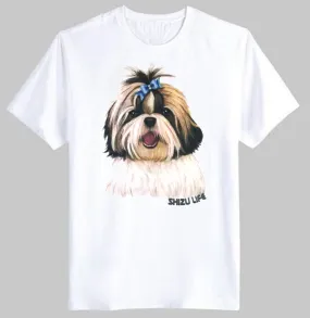 Adorable Shih Tzu Puppy Face Graphic Print T-Shirt in White | DOTOLY