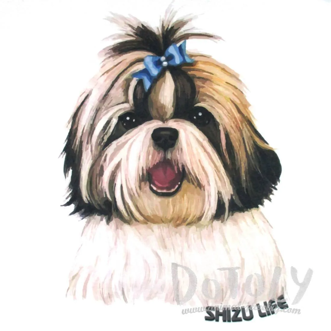 Adorable Shih Tzu Puppy Face Graphic Print T-Shirt in White | DOTOLY