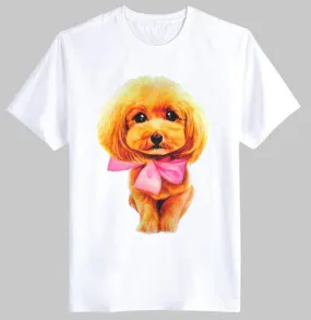 Adorable Toy Poodle Puppy Face Graphic Print T-Shirt in White | DOTOLY