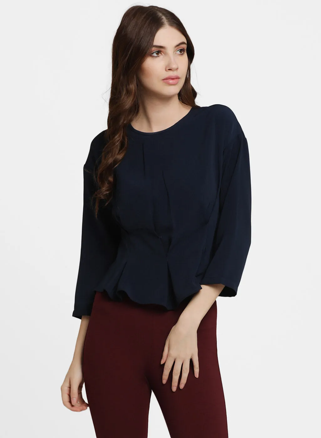 Alison Pleated Waist Peplum Top