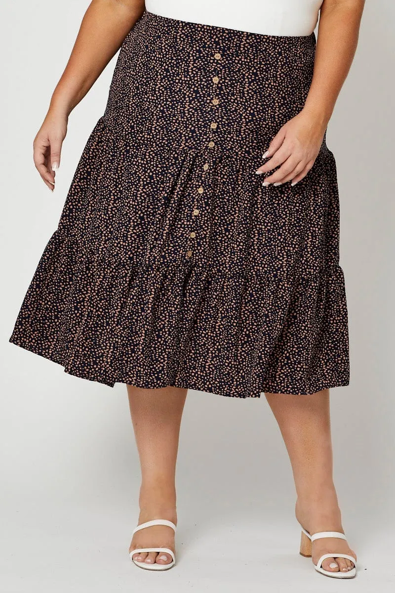 Animal Print Midi Skirt Tie