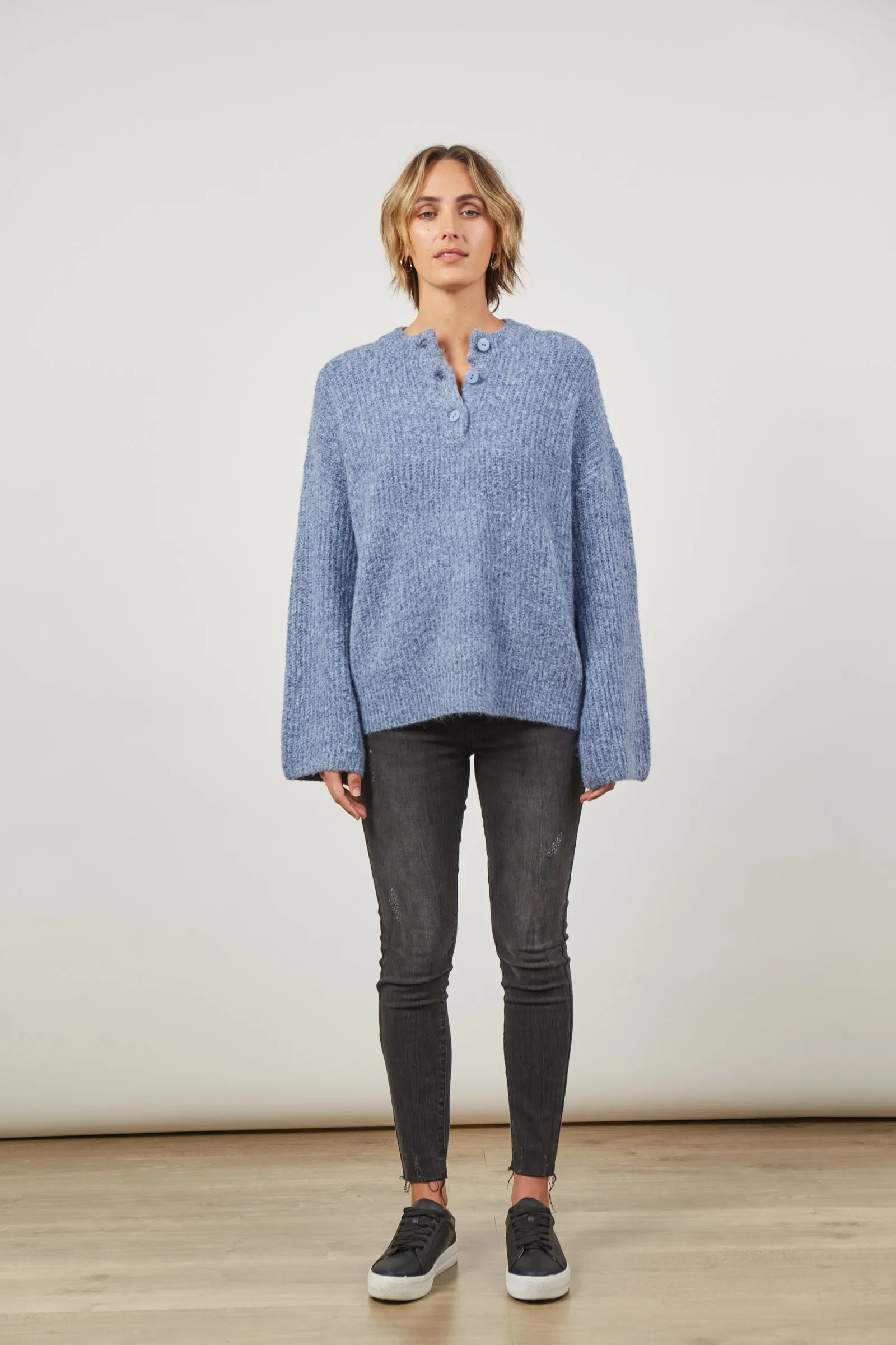 Avenue Button Jumper - Nevada Blue