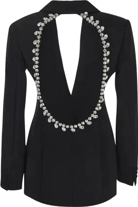 Back Cutout Diamond Crystal Black Blazer