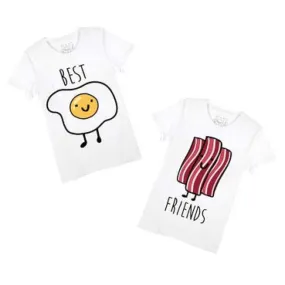 Bacon and Eggs Best Friends T-Shirt Graphic Print Tees | 2 Piece Set