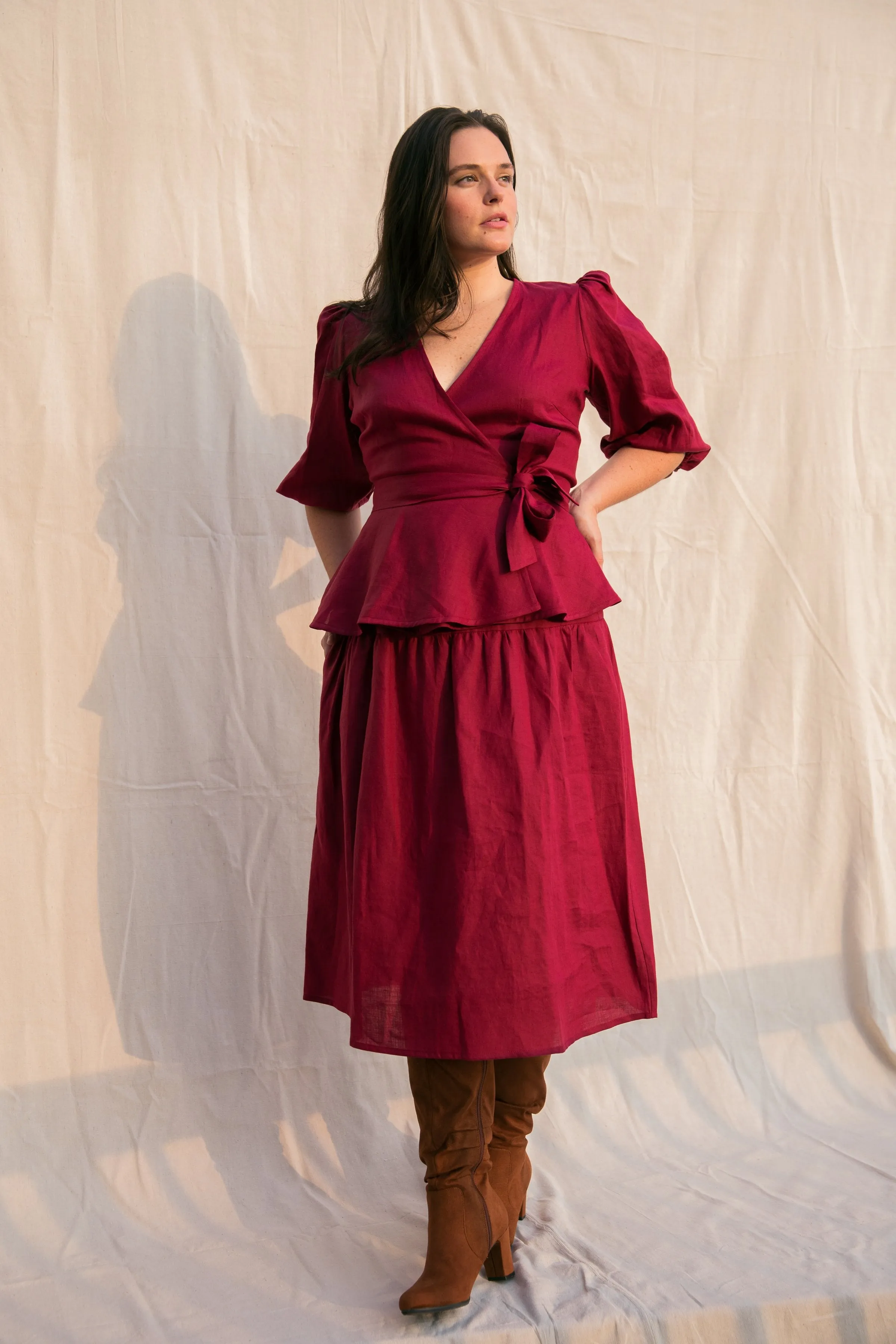 Beth Skirt / Scarlet Linen