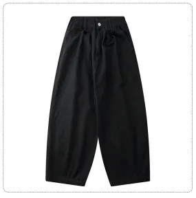 Black K-Style baggy pleated pants for women