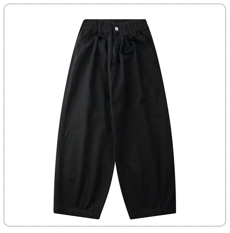 Black K-Style baggy pleated pants for women