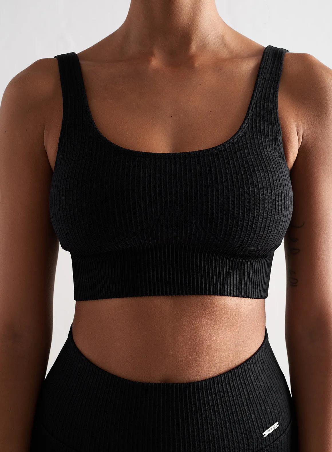 Black Ribbed Seamless Bra