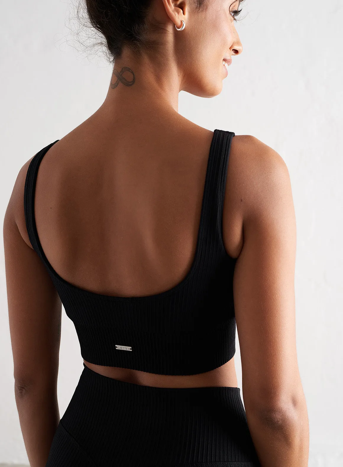 Black Ribbed Seamless Bra