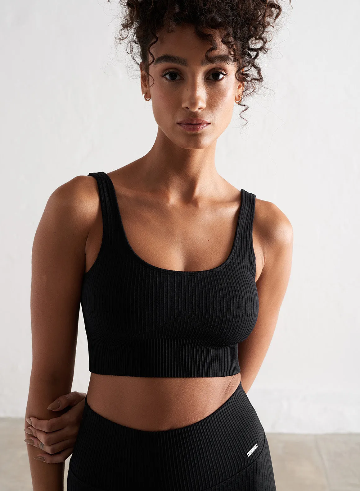 Black Ribbed Seamless Bra