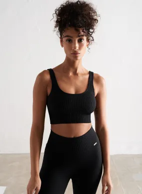 Black Ribbed Seamless Bra