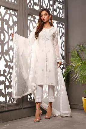 Botis Mirror Embroidered Organza 3pc Suit | Nikhaar | S772