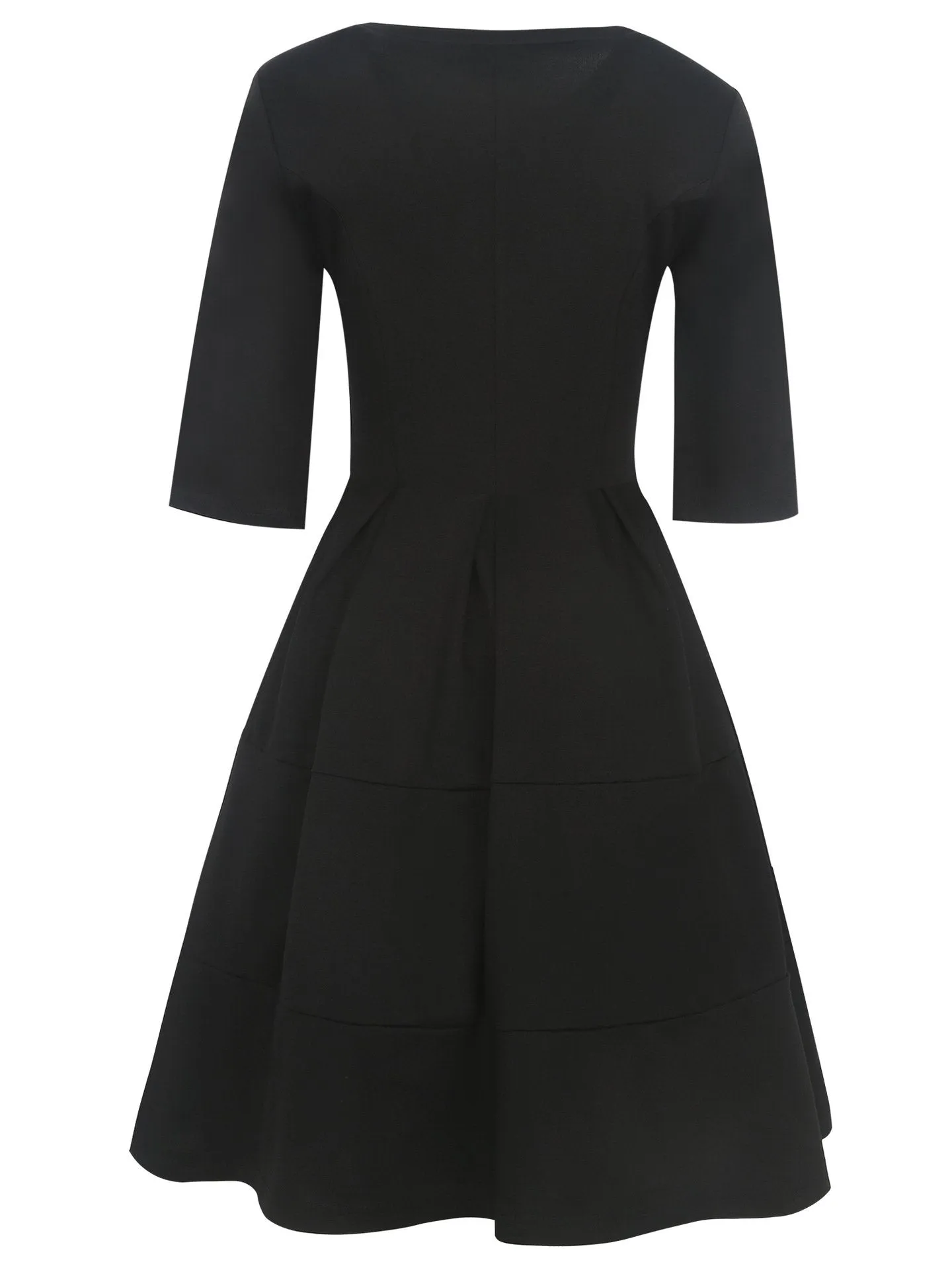 Box Pleated Half-Sleeve A-Line Dress