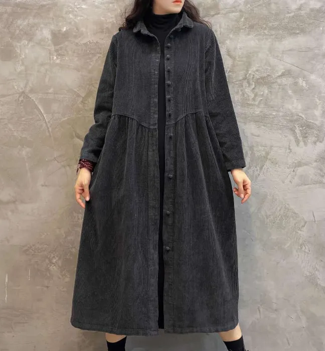 Buttons Dresses Loose Winter Autumn Dresses Casual Women Dresses ZRL97213