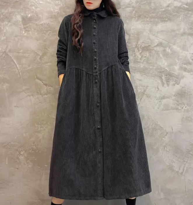 Buttons Dresses Loose Winter Autumn Dresses Casual Women Dresses ZRL97213