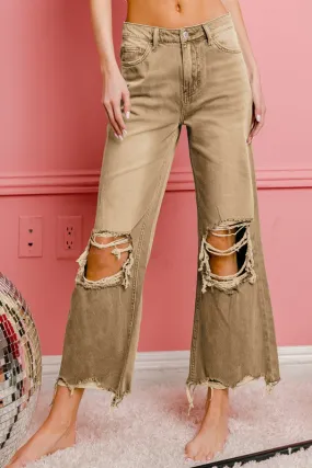 Camel distressed jeans