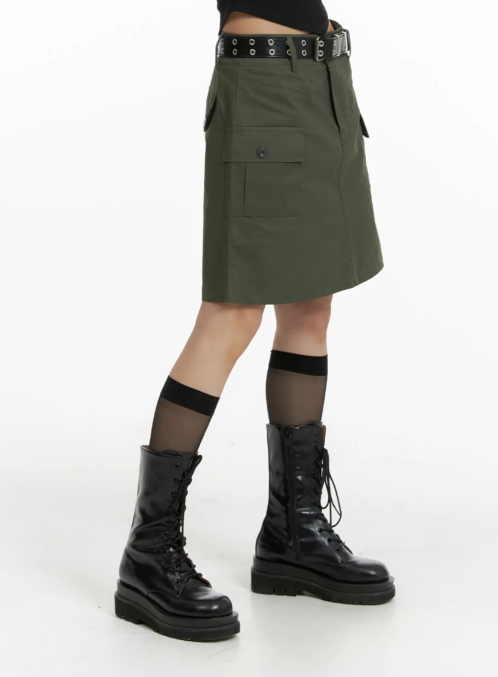 Cargo Midi Skirt with Belt CF428