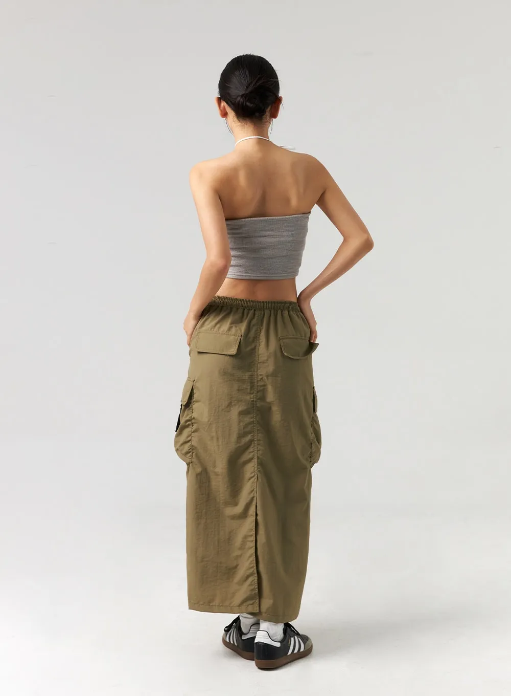 Cargo Nylon Maxi Skirt CL325