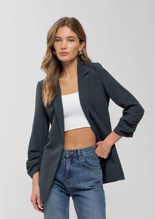 Charlee 3/4 Ruched Sleeve Blazers - 2 Colors!