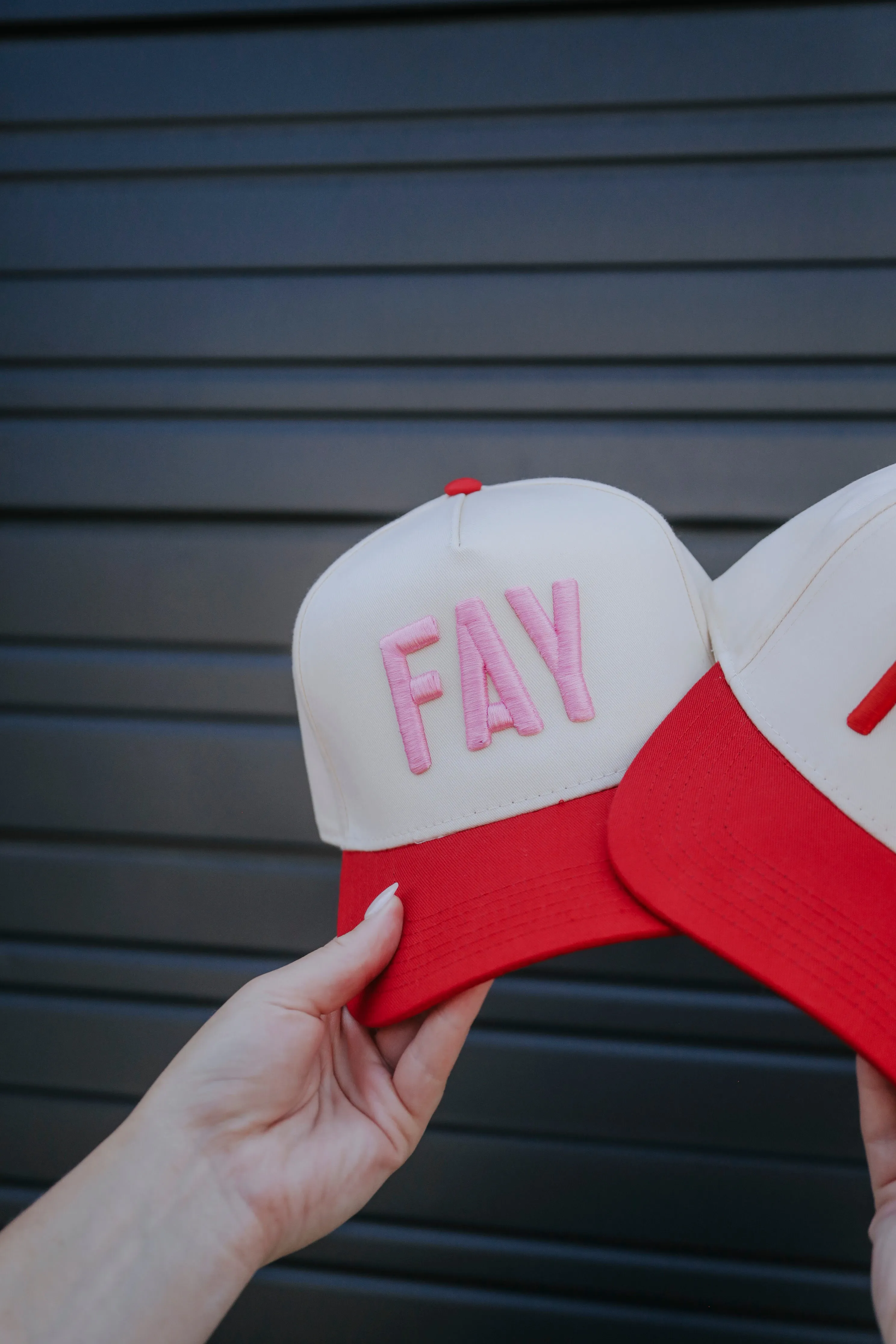 charlie southern: fay trucker hat - red/pink