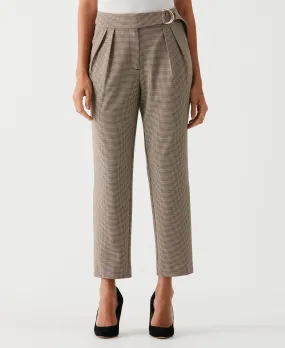 Checkered Pleated Pant with Belt