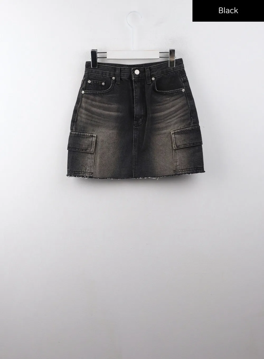 Denim Mid Waist Ripped Mini Skirt CJ405