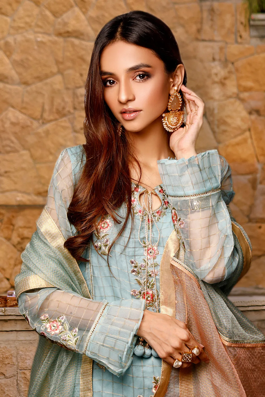 Embroidered Zari Organza 3pc Suit | Meerab Festive Edit | S202021