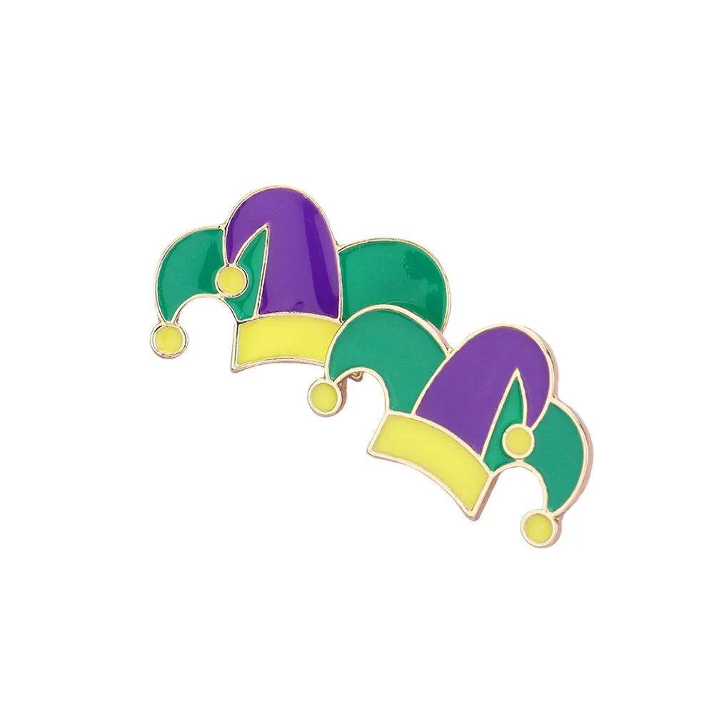 Enamel Mardi Gras Jester Hat Stud Earrings