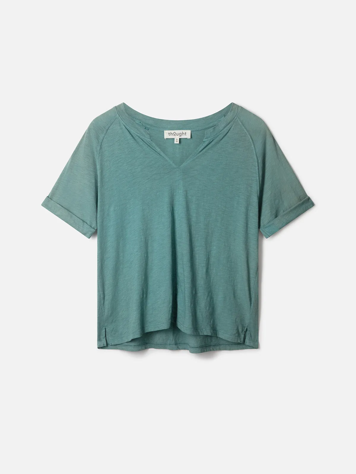 Fairtrade Organic Cotton Notch Neck T-Shirt - Lagoon Blue