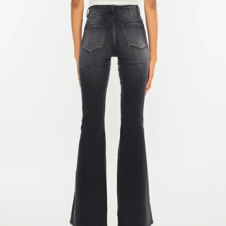 Finley Black Wash High Rise Flare Jeans