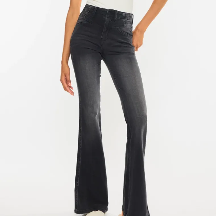 Finley Black Wash High Rise Flare Jeans