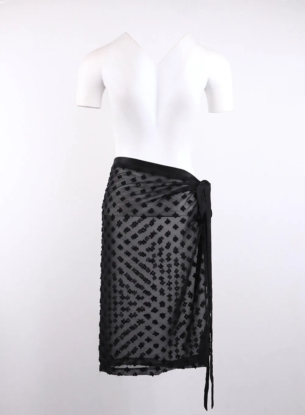 Flower Pattern Mesh Wrap Midi Skirt CJ422