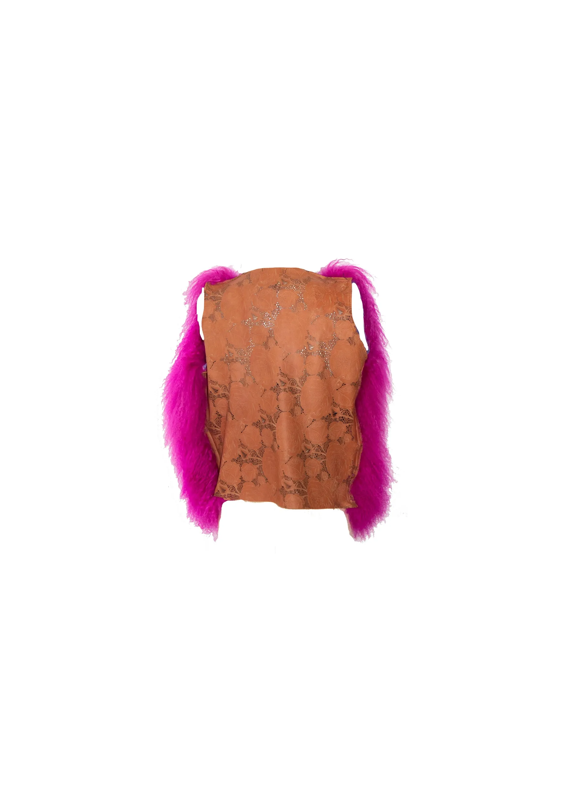 Fuschia. Mongolian Lamb Vest