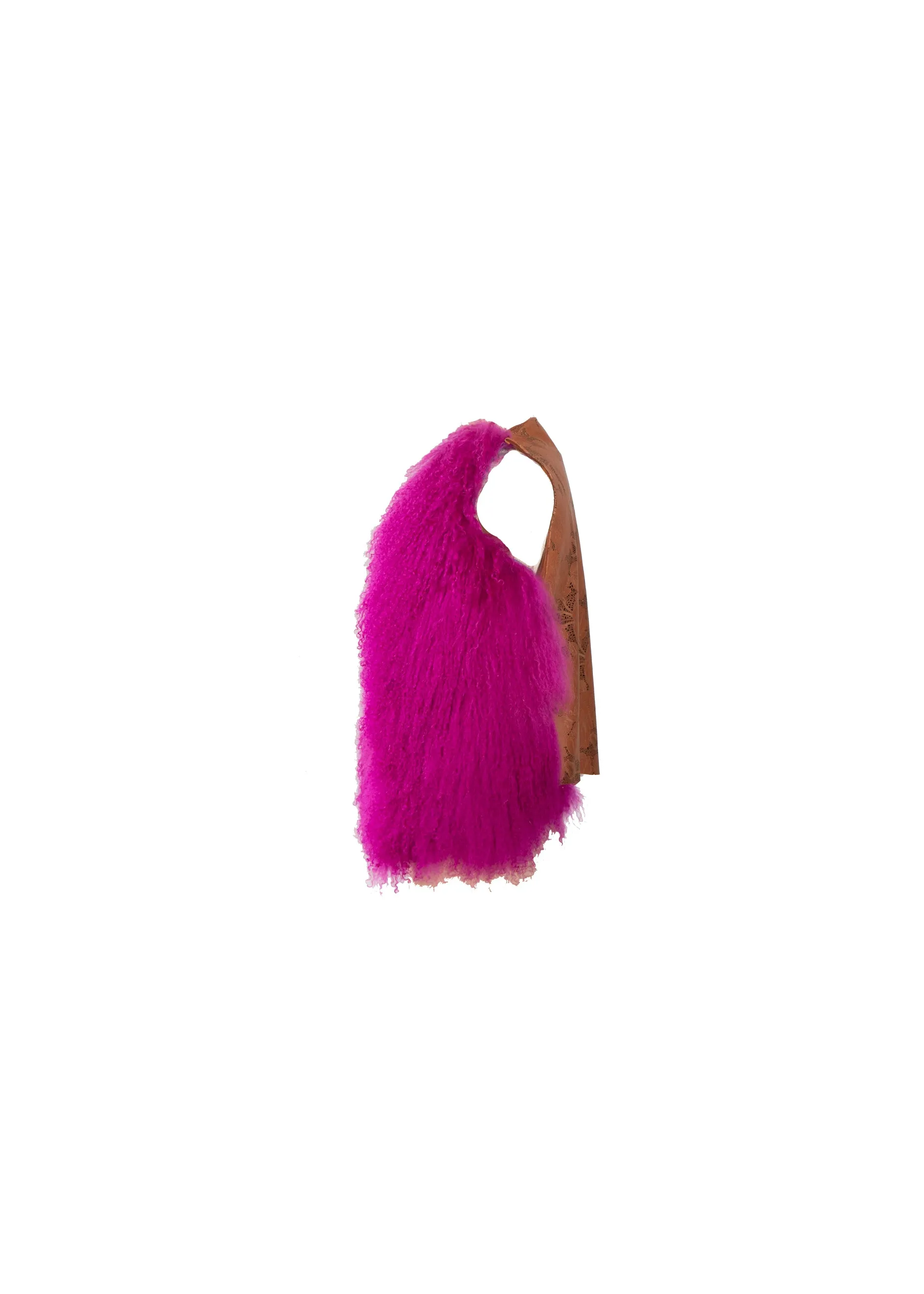 Fuschia. Mongolian Lamb Vest