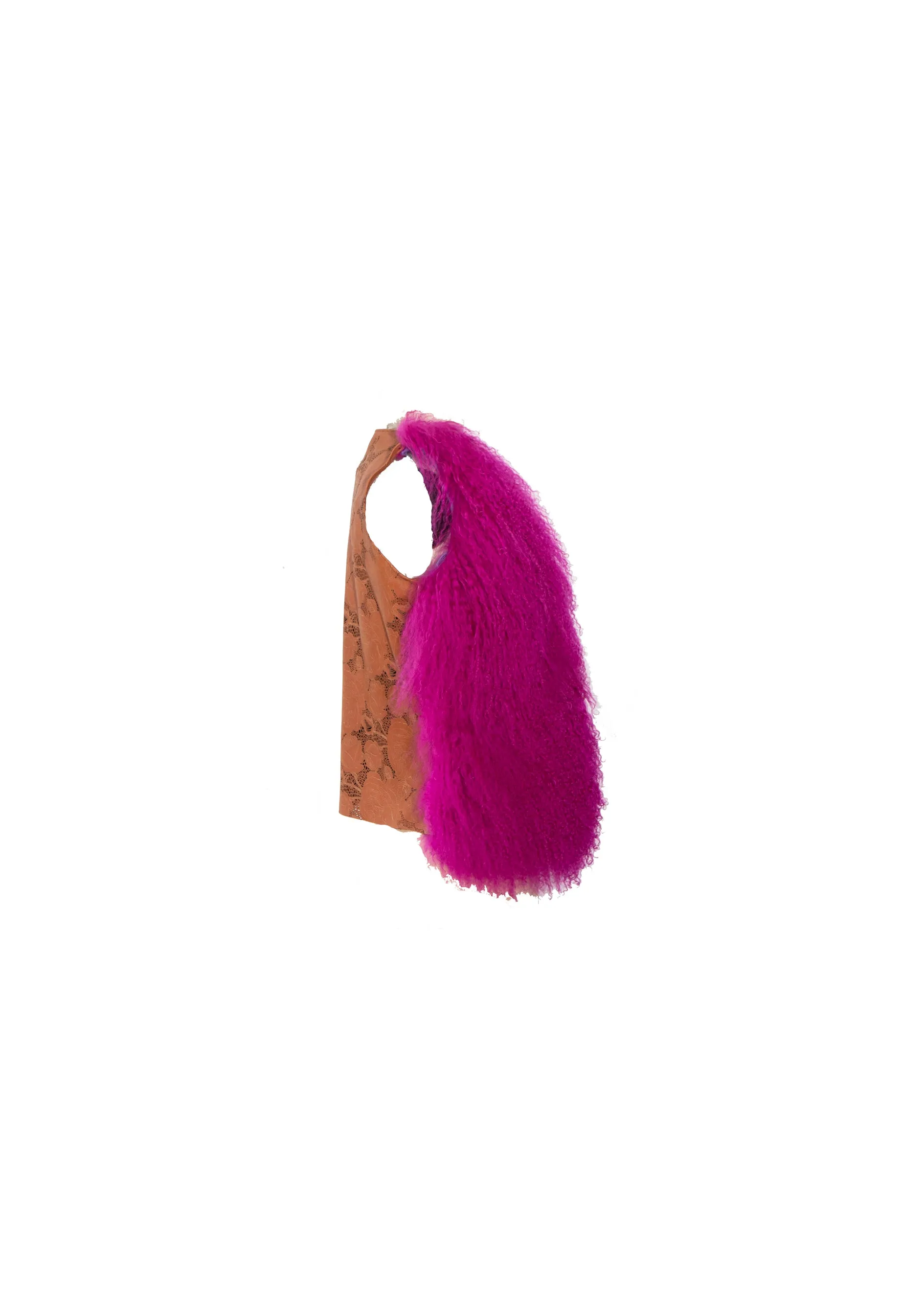 Fuschia. Mongolian Lamb Vest