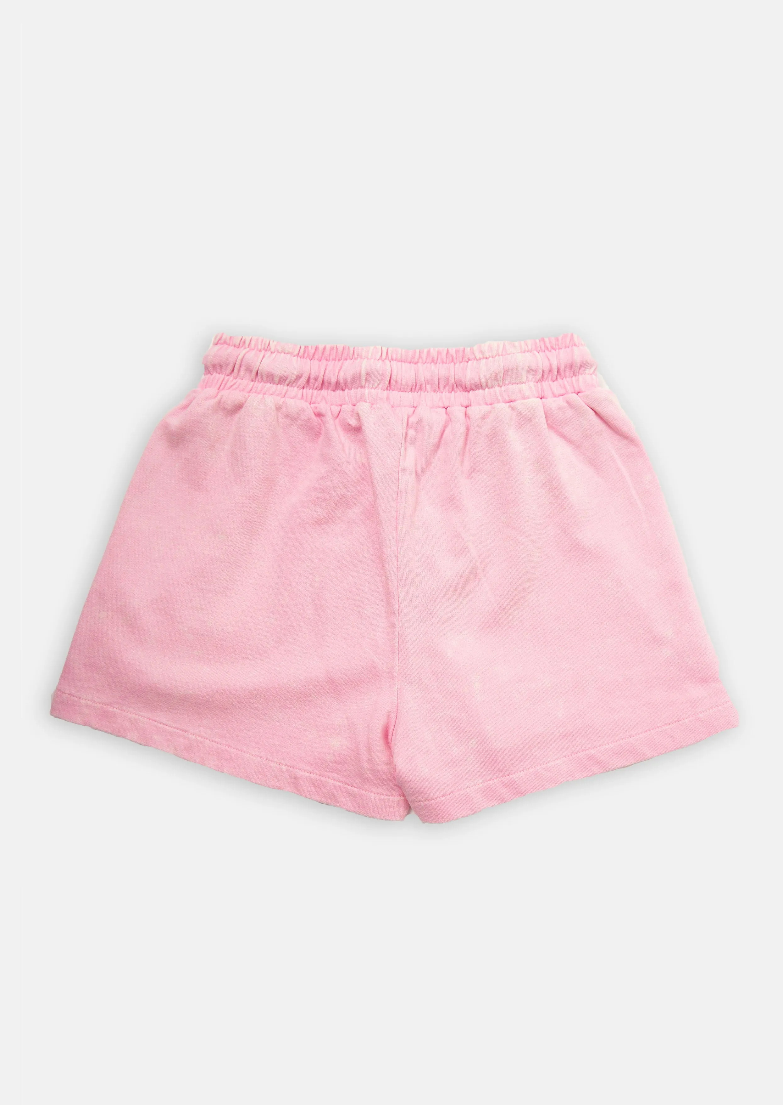 Girls Acid Wash Solid Pink Shorts