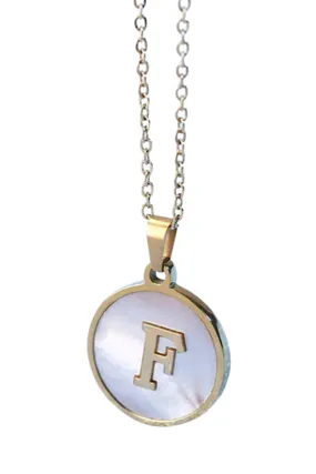 Gold Pearl Initial Necklace F