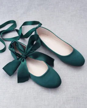 Hunter Green Evening Flat Lace Up