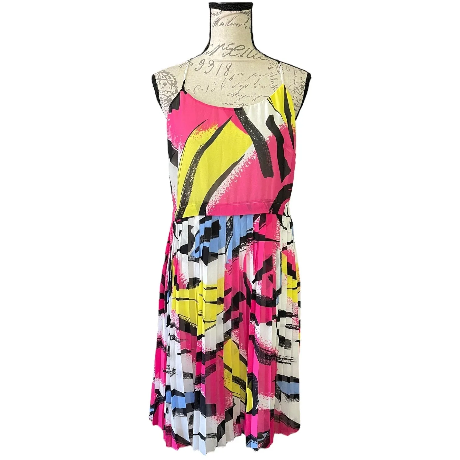 INC International Concepts Colorful Pleated Midi Dress Size 8