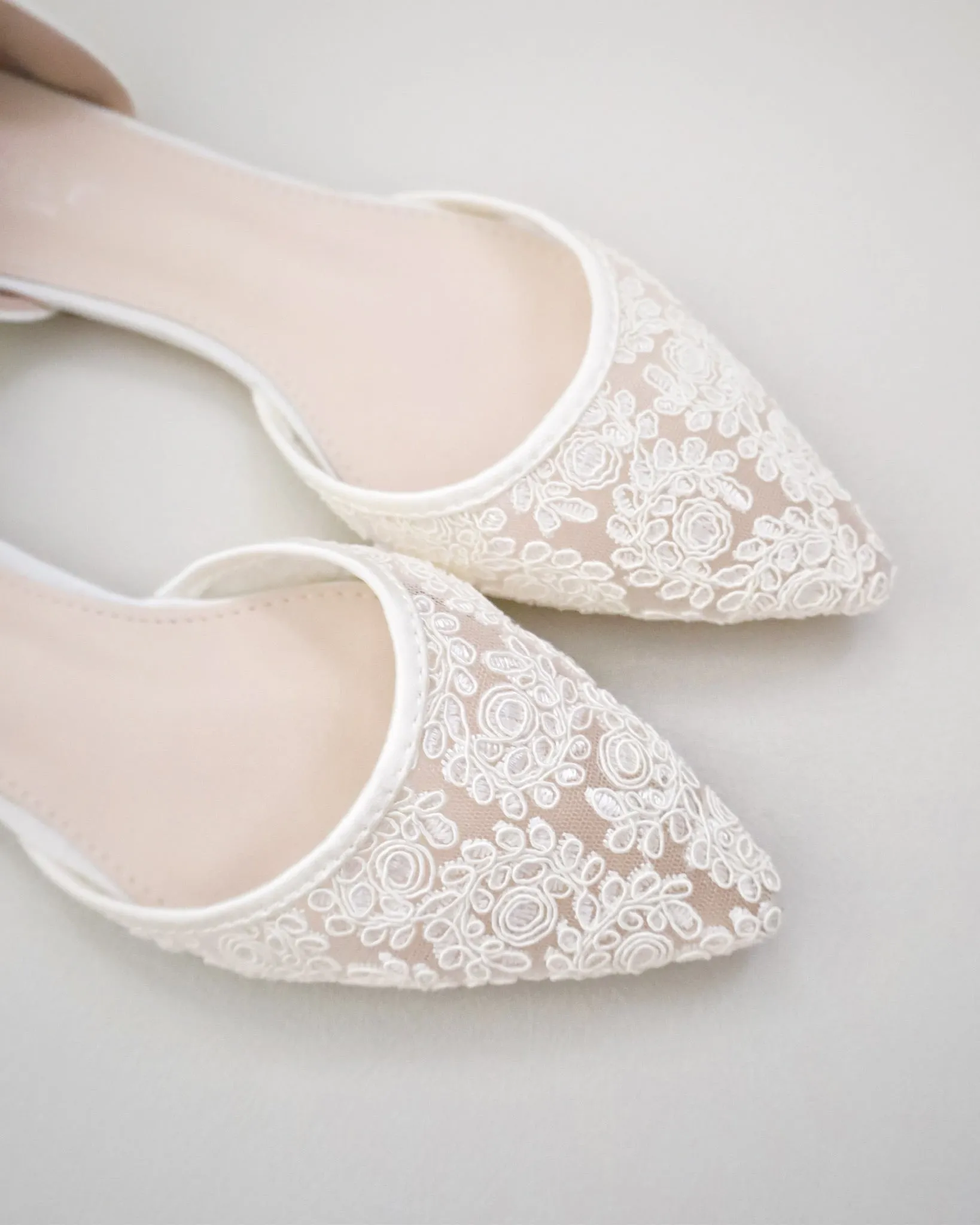 Ivory Crochet Lace Pointy Toe with Ballerina Lace Up