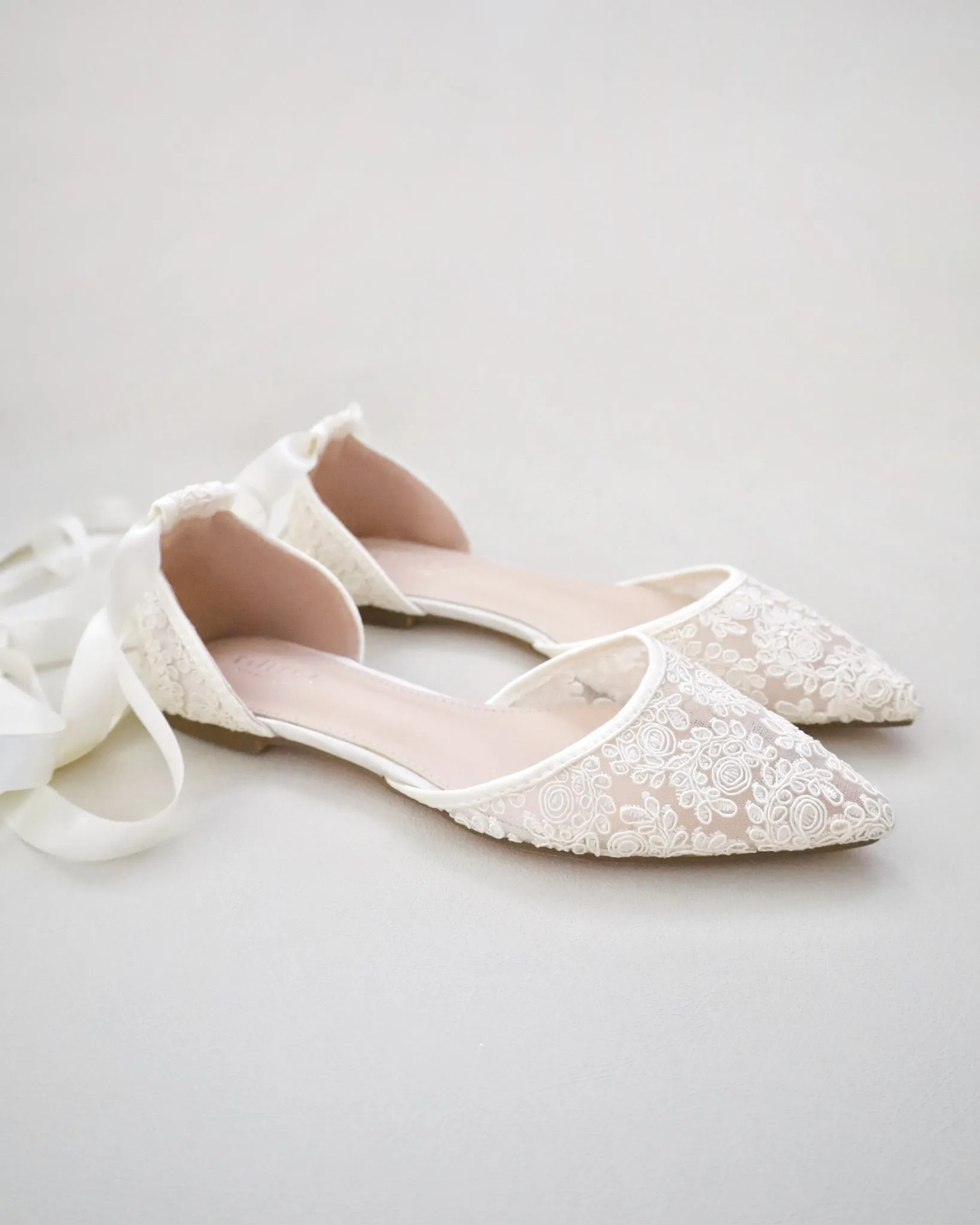 Ivory Crochet Lace Pointy Toe with Ballerina Lace Up