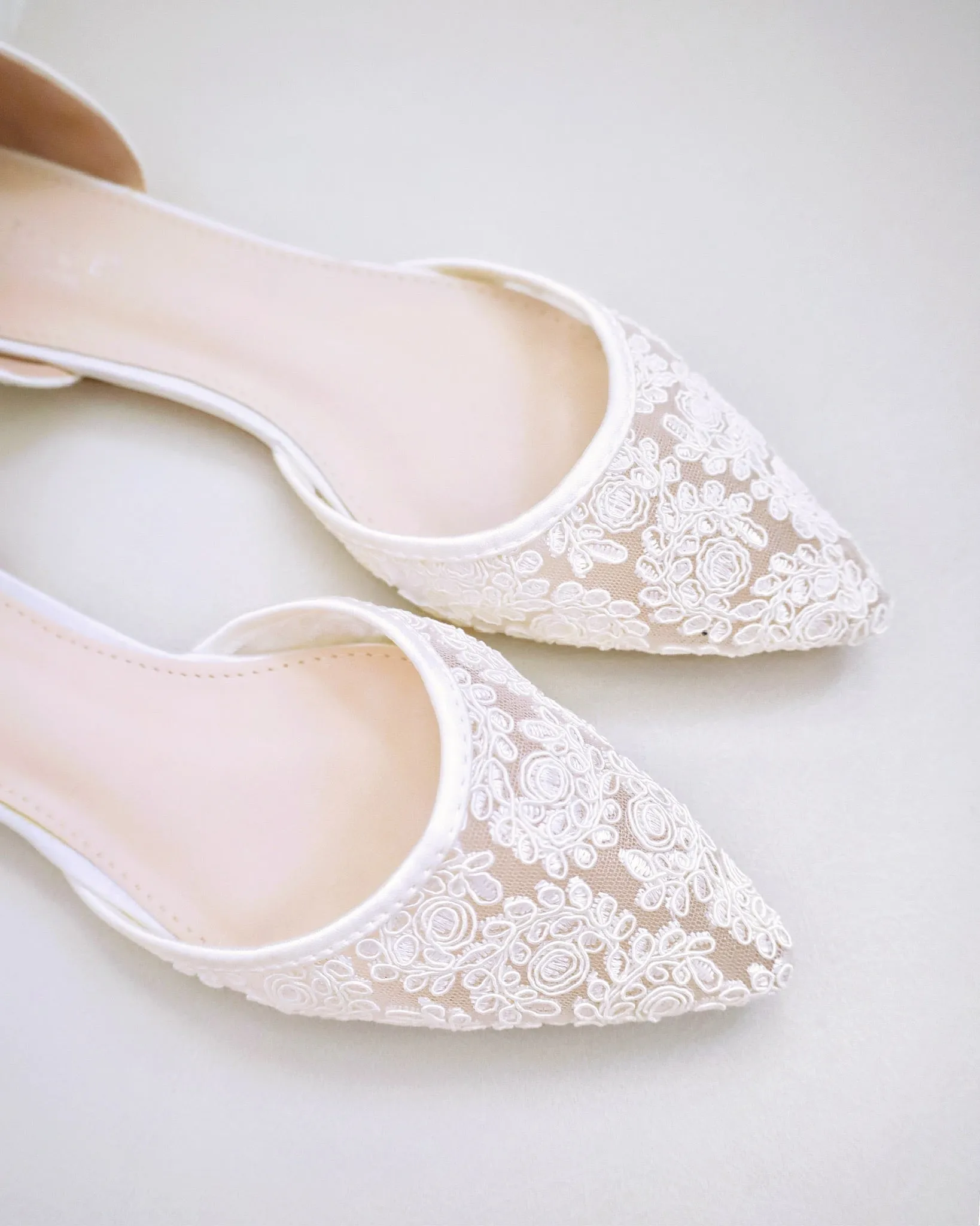 Ivory Crochet Lace Pointy Toe with Ballerina Lace Up