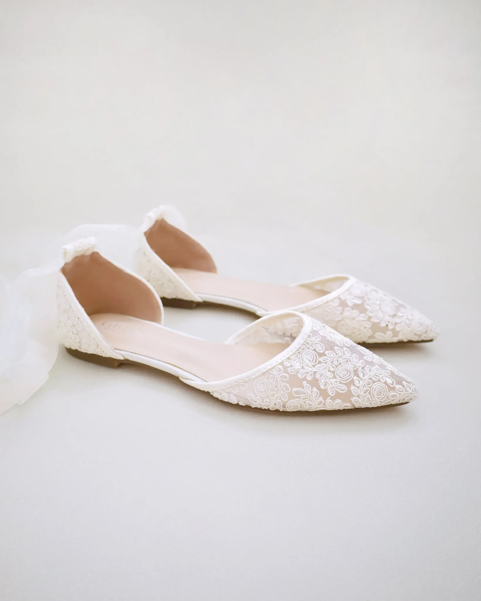 Ivory Crochet Lace Pointy Toe with Ballerina Lace Up