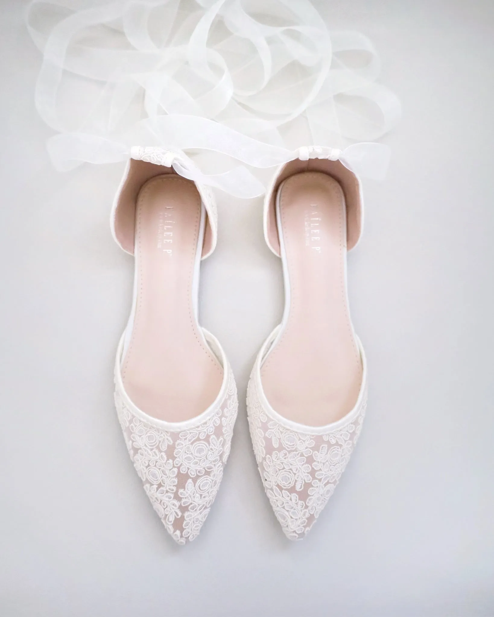 Ivory Crochet Lace Pointy Toe with Ballerina Lace Up